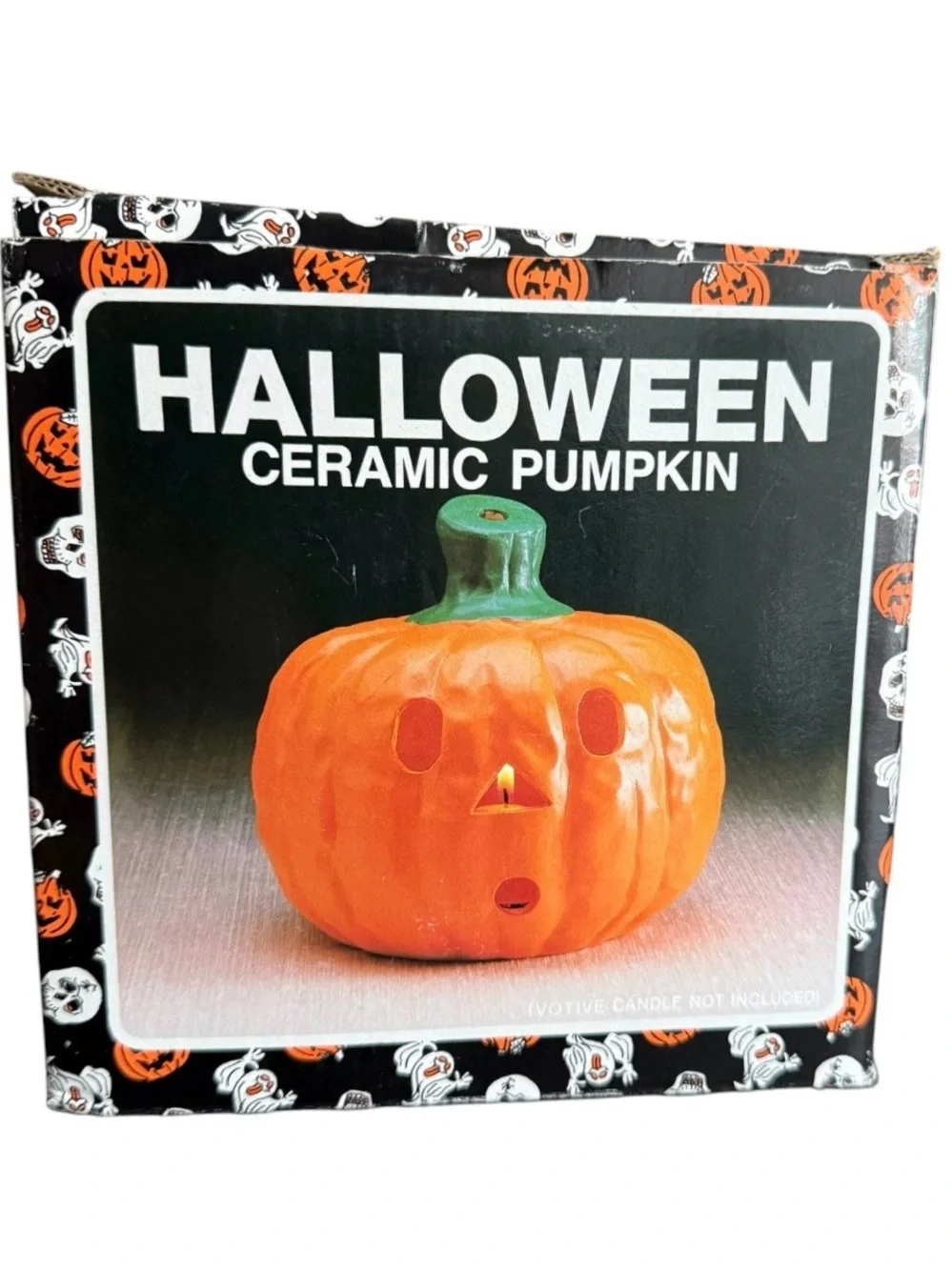Vintage Ceramic #Pumpkin Light Up  #Halloween Decor 6x6 W/ Box 1980s 90s